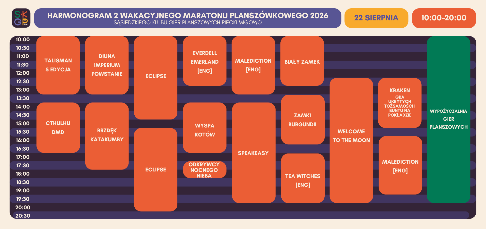 2 Wakacyjny Maraton Planszówkowy 2026 - harmonogram